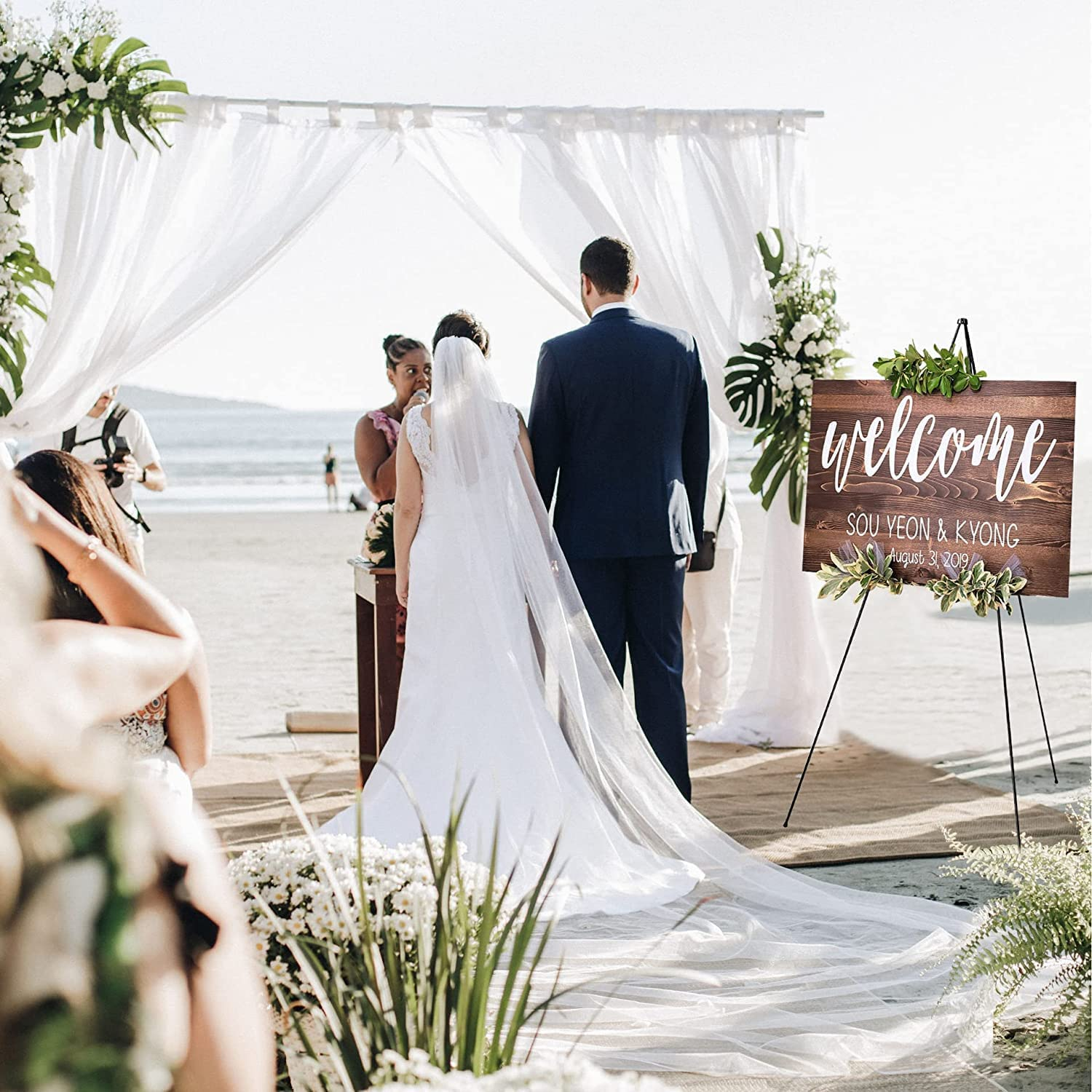 Easel Stand for Display Wedding Sign & Poster, 63'' Foldable Artist Easel for Wedding Banner, Painting Canvas, Poster, Adjustable Metal Easel with Portable Bag image number 5