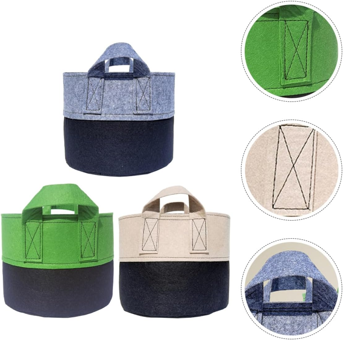 MERRYHAPY 6Pcs Felt Plant Growing Bags Breathable Potato Convenient for Vegetables Flower and Herb Gardening for Yards Balconies and Patios image number 2