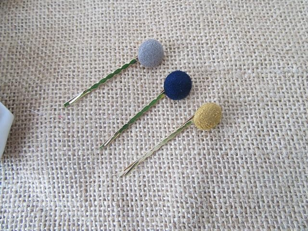 6Sheets X 3Pcs Classic Button Hair Clip Hair Accessory Mixed Color image number 2