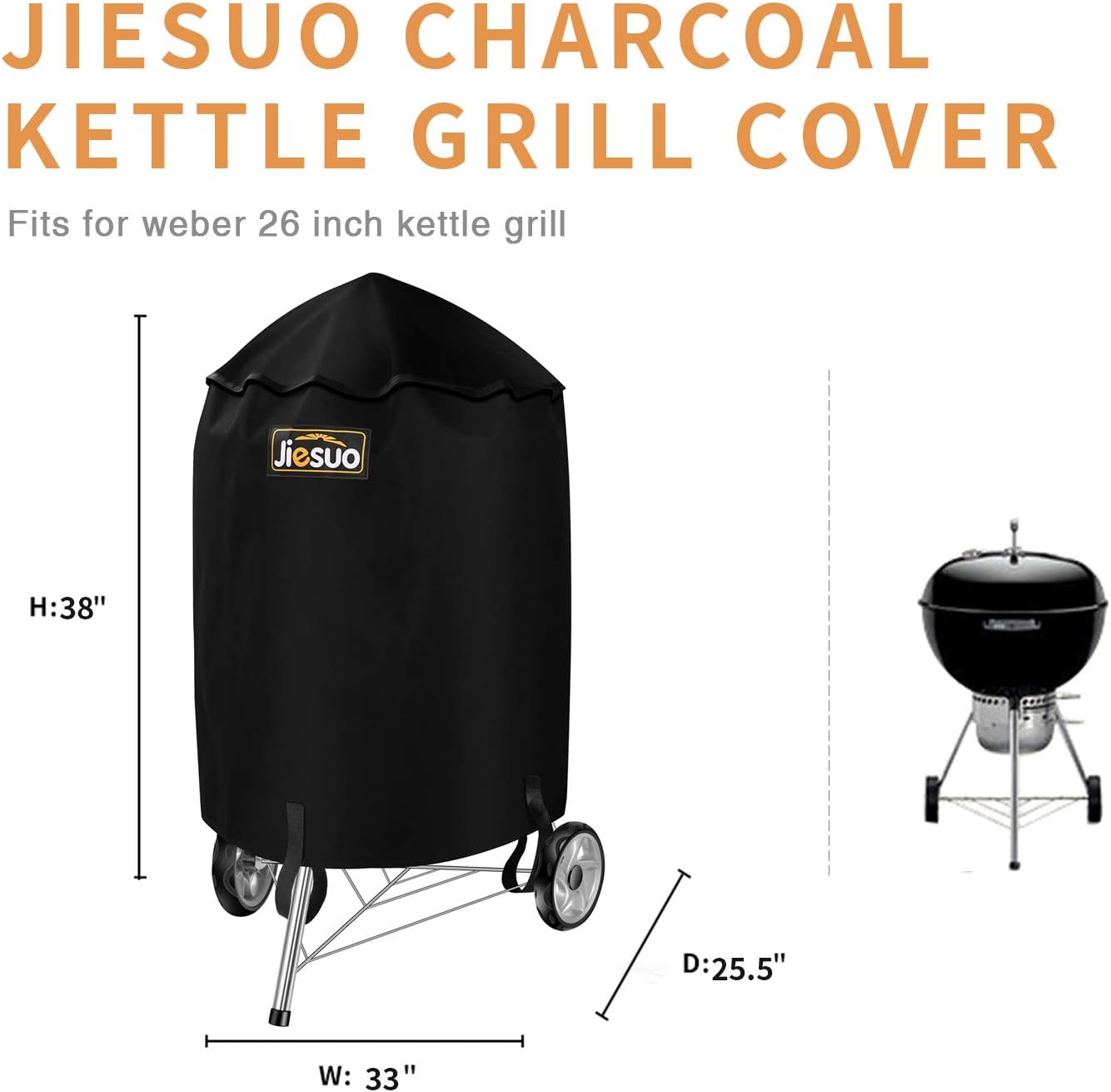 Grill Cover for Weber Charcoal Kettle, BBQ Cover for 26 Inch Grills, Heavy Duty Waterproof Grill Covers image number 3