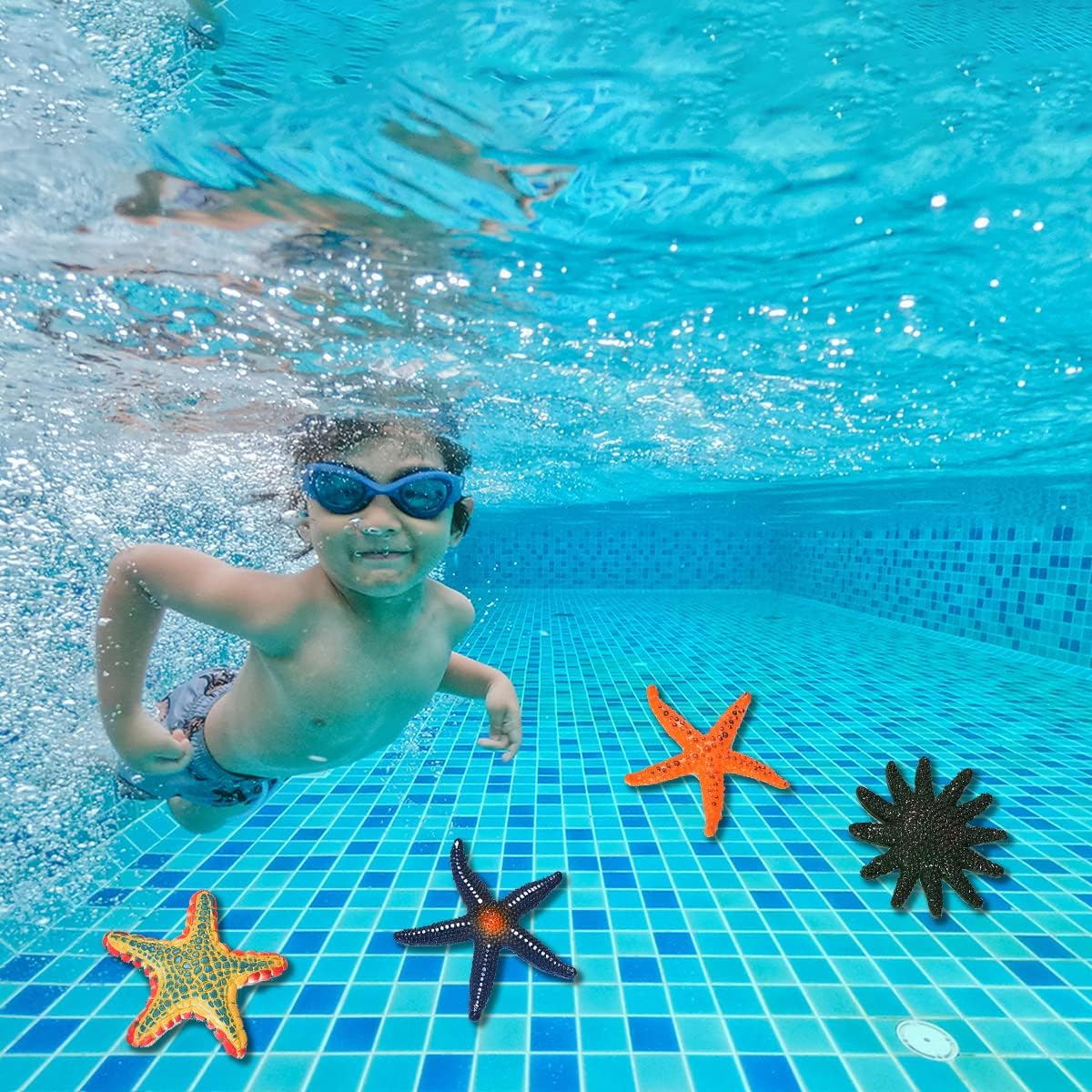 8 Pcs Diving Starfish Pool Toy Colorful Big Starfish Set Summer Swimming Diving Toys Set Dive Throw Toy Set Underwater Swimming Toy image number 3