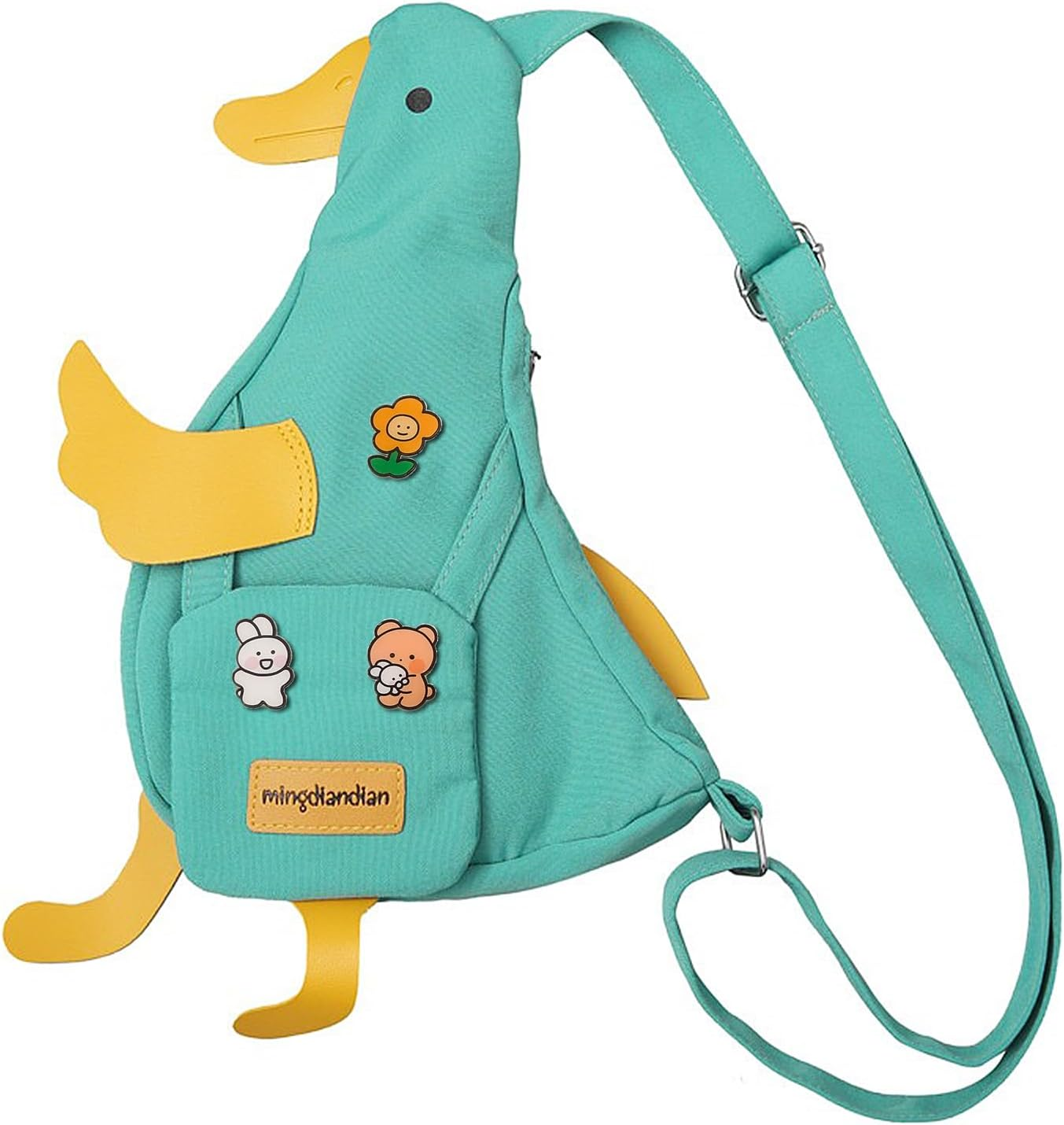 Kawaii Purse, Cute Duck Crossbody Shoulder Bag, Novelty Messenger Purse for Girls Teens Women with Pins Gifts