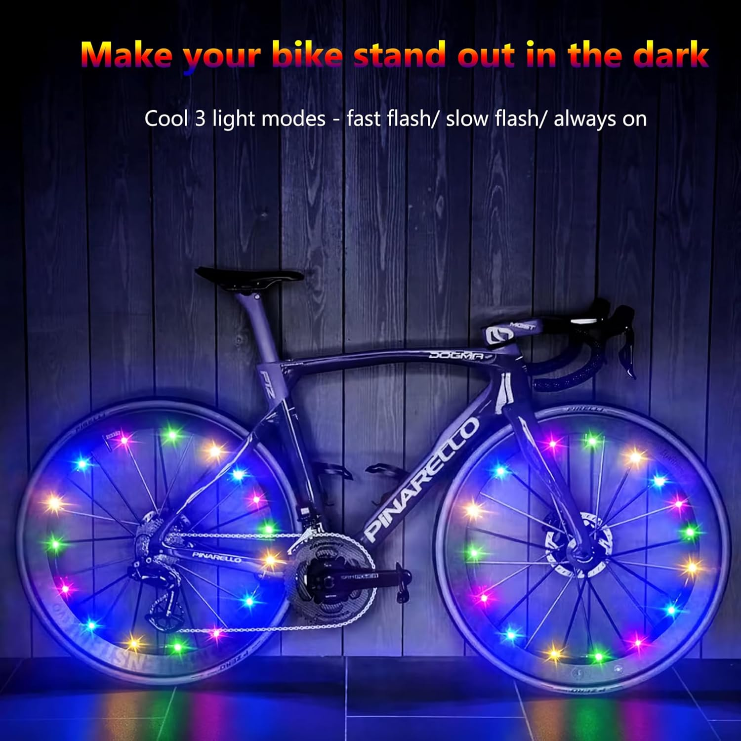 Reelau 2 Pack Bike Wheel Light with AAA Batteries, Waterproof Bright Colorful LED Light String for Bike Spoke, 2 Lights for 2 Wheels Fit 18-29" Bicycle Wheel Lights for Mountainbike/Ebike with Spokes