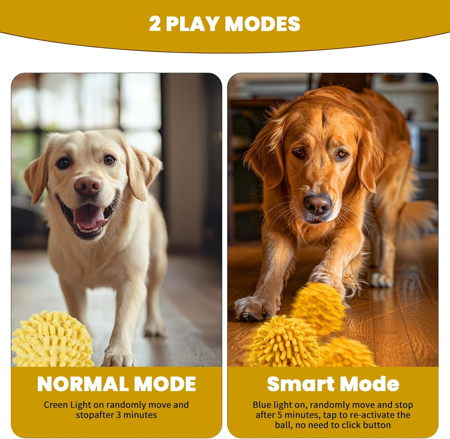 VCCLFSIA Interactive Ball for Dogs, Automatic Moving Dog Toy Ball with Plush Cover for Dogs and Cats, Rechargeable Self-Rolling Ball Dog Toys to Keep Them Busy image number 3