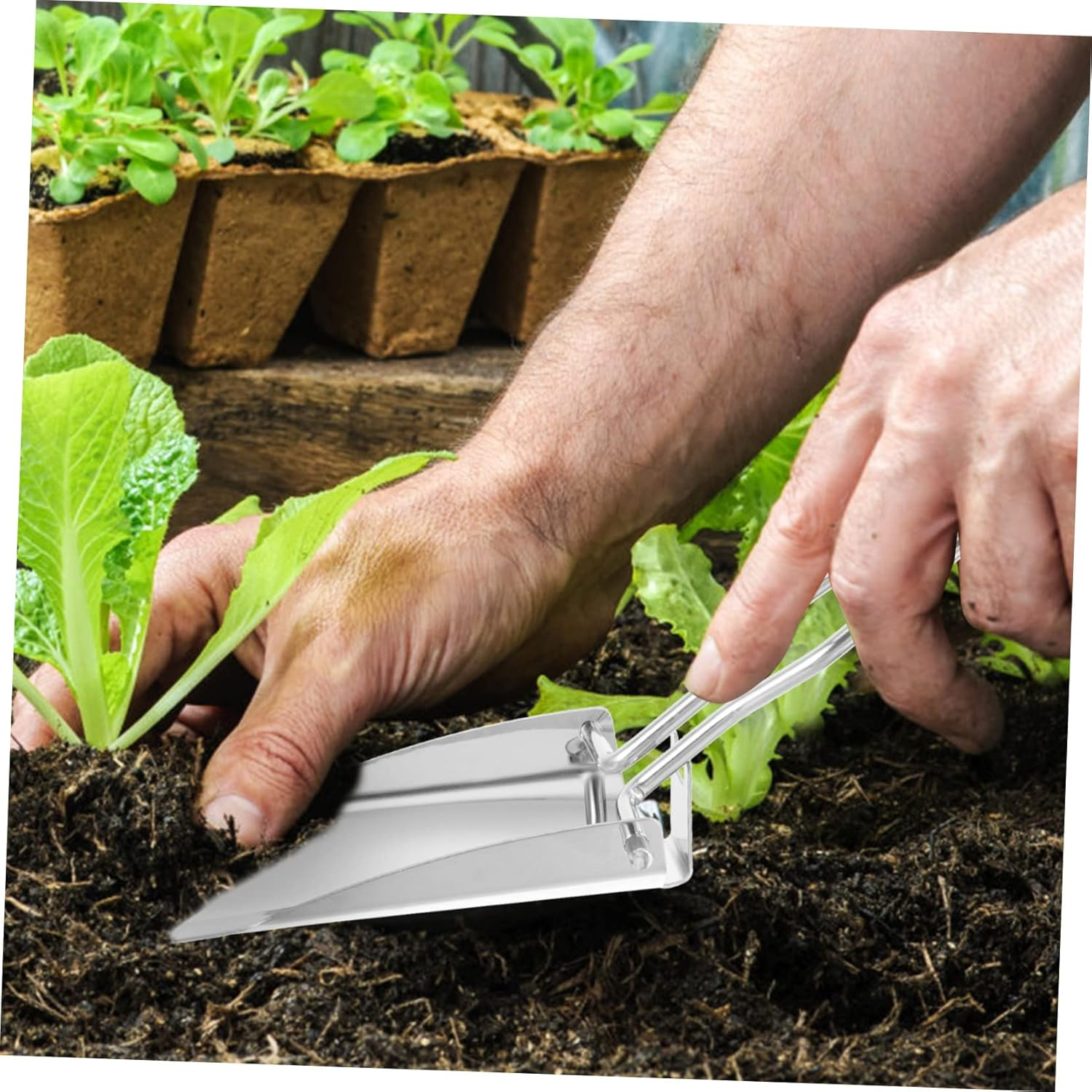 2Pcs Folding Camping Shovel Portable Outdoor Gardening Tool Durable Garden Trowel Lightweight Digging Spade for Camping Hiking and Gardening Activities image number 6