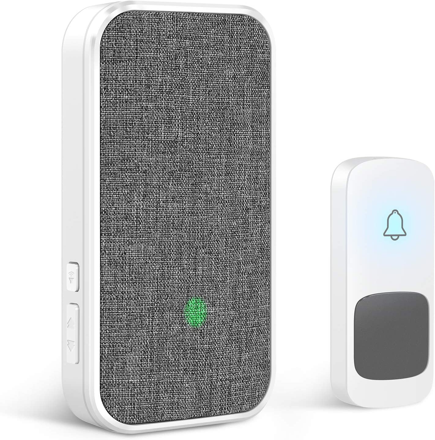 Wireless Doorbell, Remote Door Bell Ringer Wireless Long Range 400M with Fabric Finish, Coolqiya Portable Wireless Door Bells with 1Pc Waterproof Ringer Button and 1Pc Plug-In Doorbell Chime image number 4