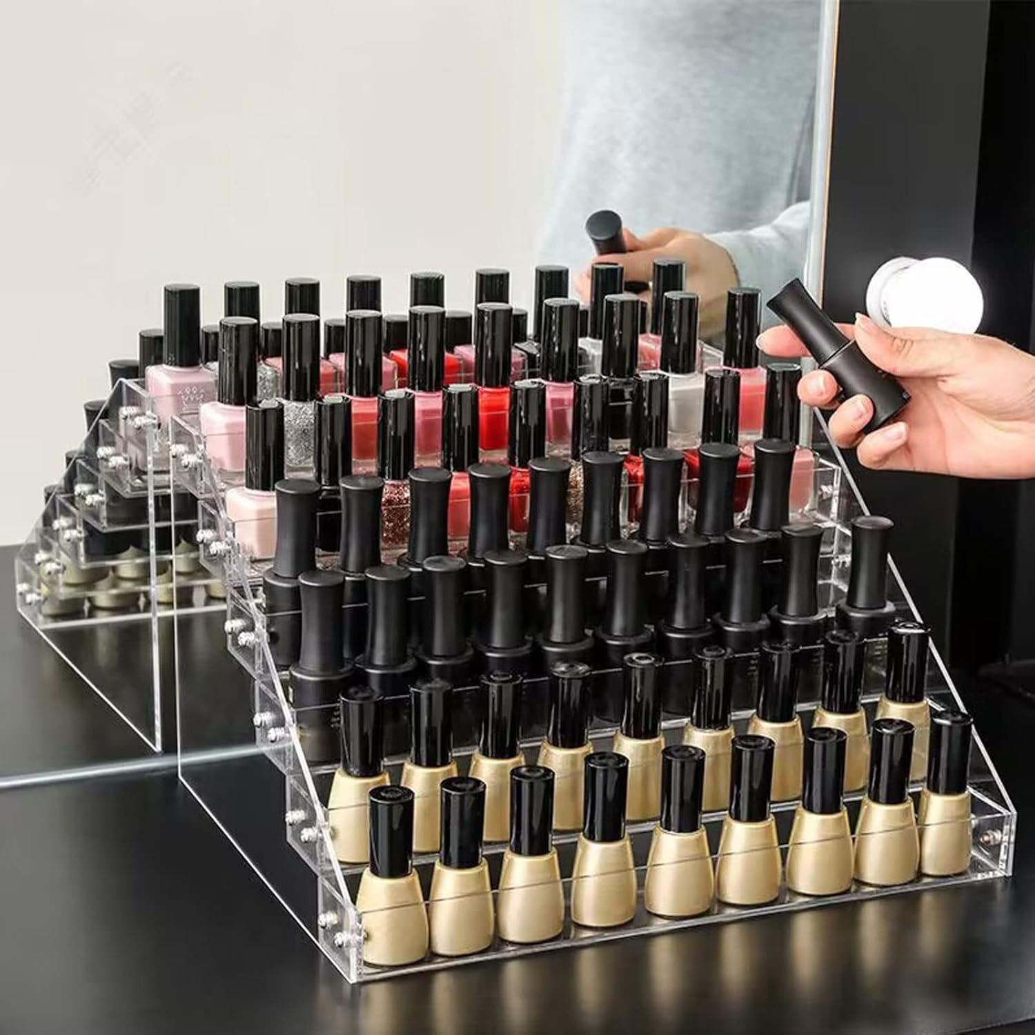 Vencer Acrylic 6 Layers Display Rack Storage Holder,Nail Polish Organizer,Clear Paint Bottles Essential Oil Sunglasses Storage Display Case,Desktop Display Organizer,Larger Capacity,Vmp-002 image number 2