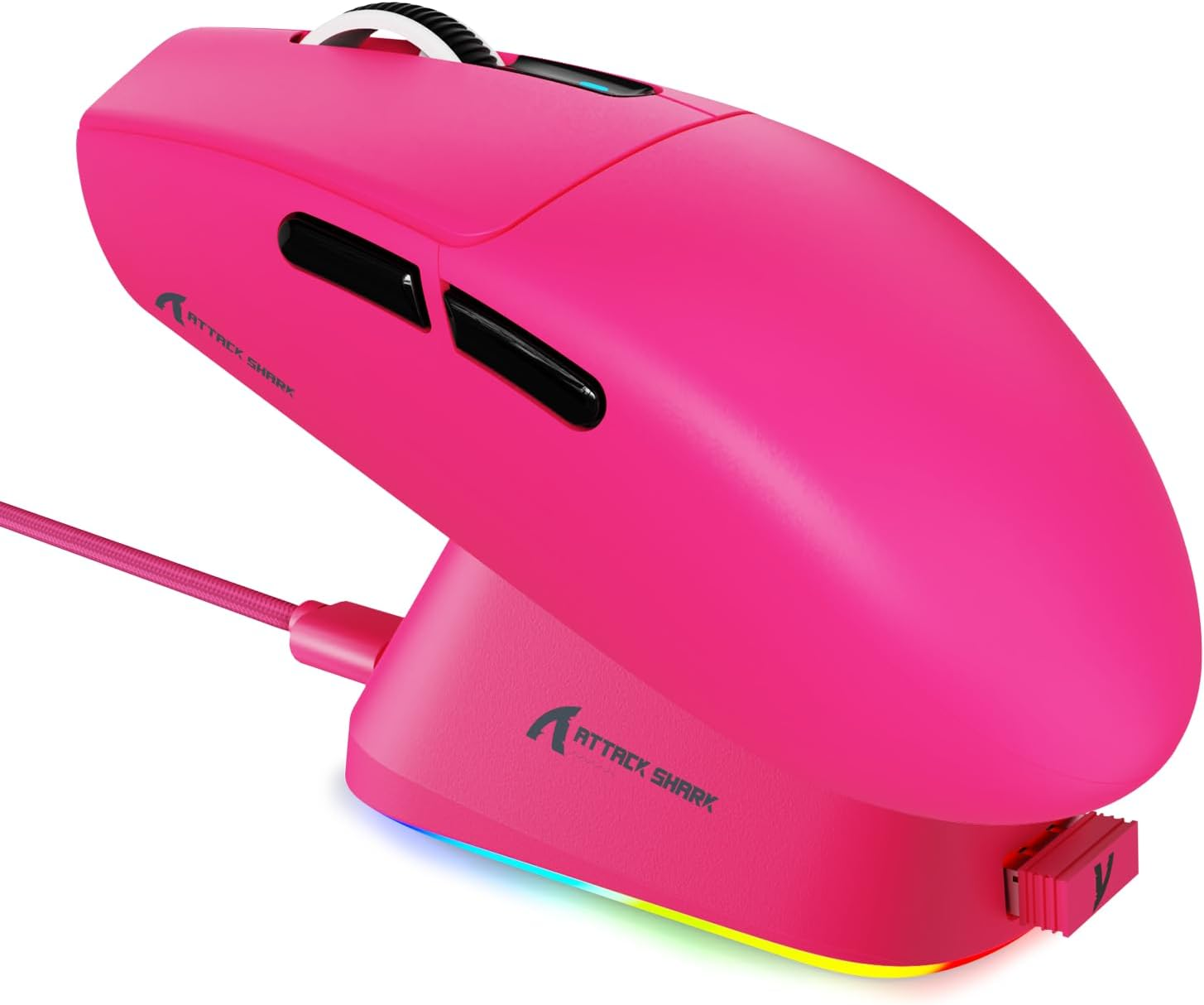 ATTACK SHARK G3PRO Wireless Gaming Mouse with RGB Charging Dock,2.4G/Usb-C Wired/Bt PAW3311 Optical Sensor 1K Polling Rate Adjustable 25K Dpi,500Mah Battery Ultra Lightweight 59G Mice (White)