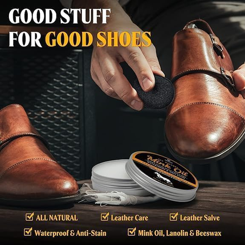 MEKER Mink Oil for Leather Boots, Leather Conditioner and Cleaner 3.52 Oz-All-Natural Waterproof Soften and Restore Shoes, White, 100G image number 6