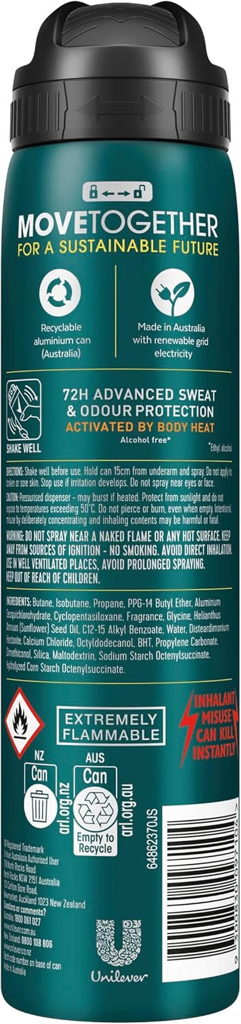 Rexona Men'S Energise Advanced Workout Antiperspirant Aerosol 200 Ml image number 1