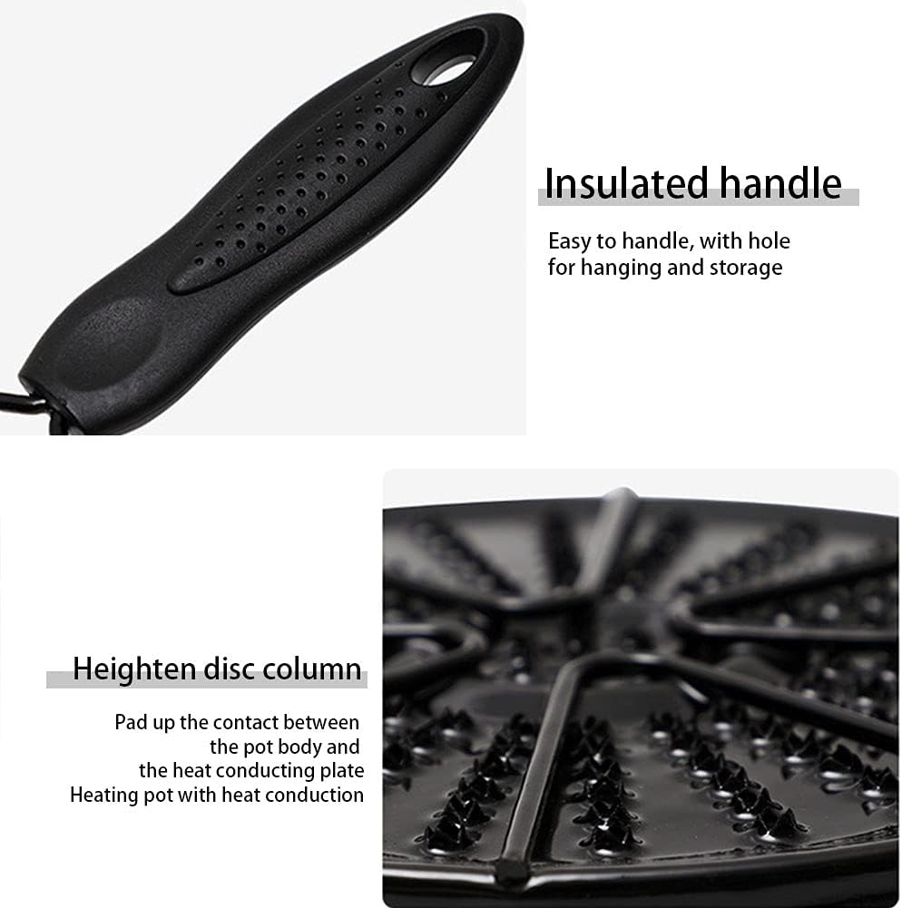 Heat Diffuser for Gas Stove, Induction Hot Plate with Handle Gas Furnace Thermal Diffuser Solid Stainless Steel Plate(Black) image number 2
