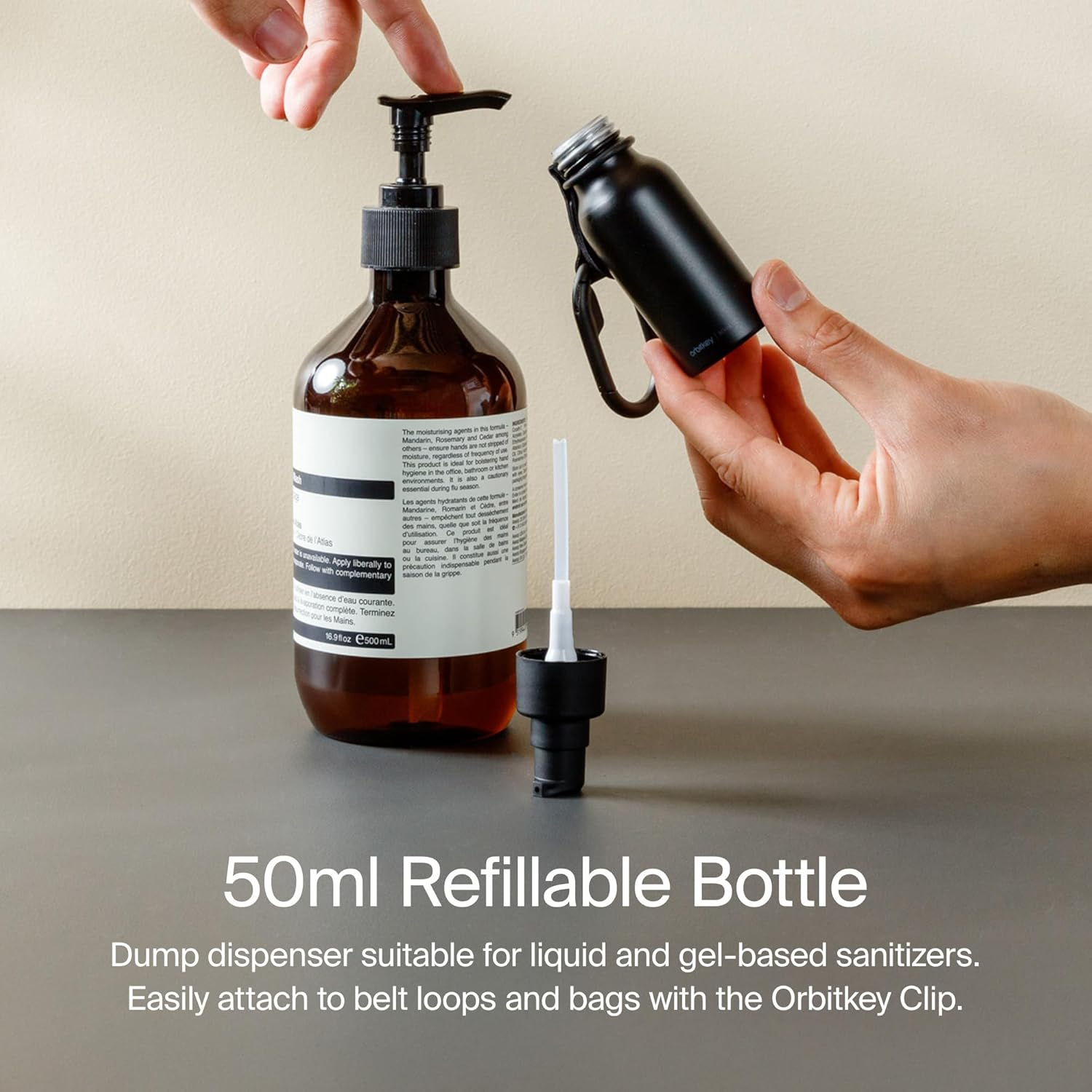 Orbitkey Clip-On Refillable Bottle 50Ml - Black image number 4