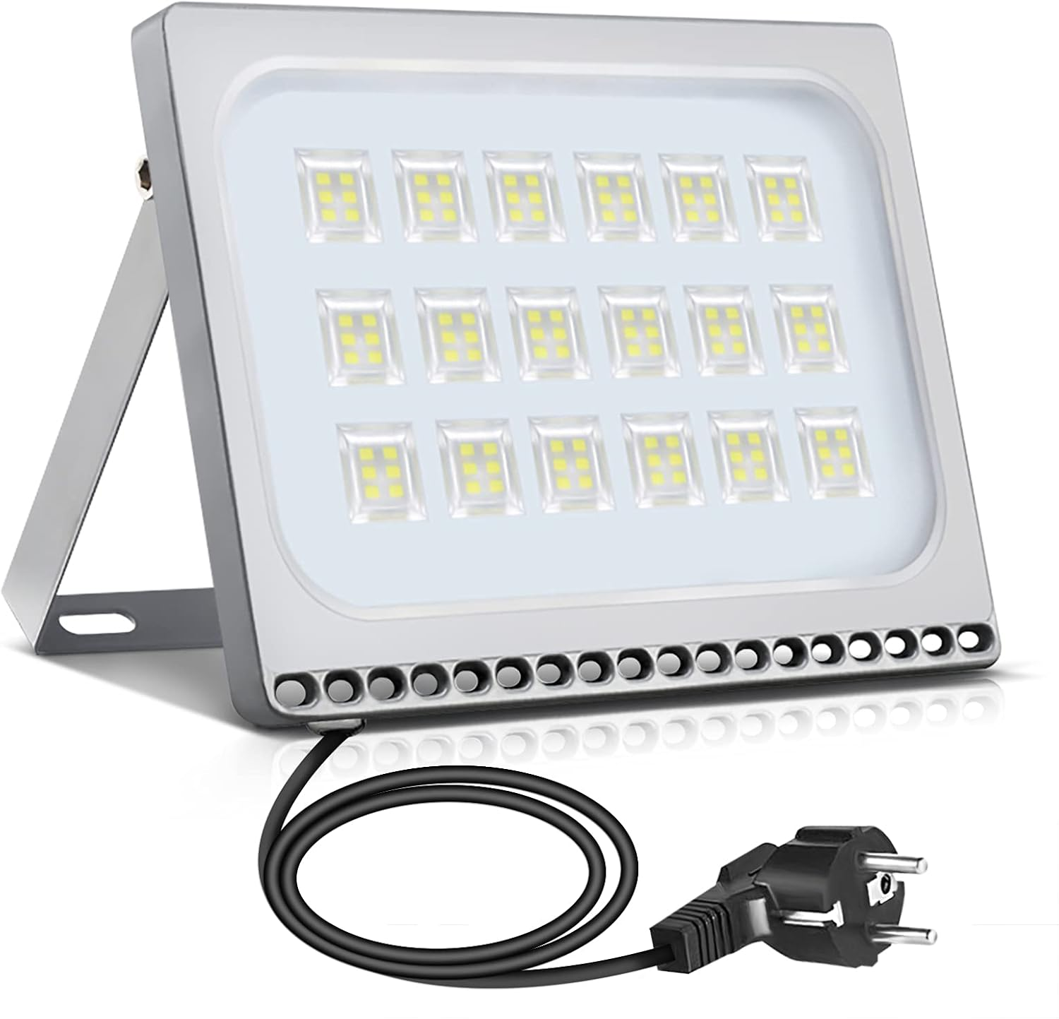 10 W LED Flood Light Spotlight with Plug Waterproof IP65 3000 K Warm White Ideal Wall Light Outdoor Lighting for Garden, Garage, Hotel
