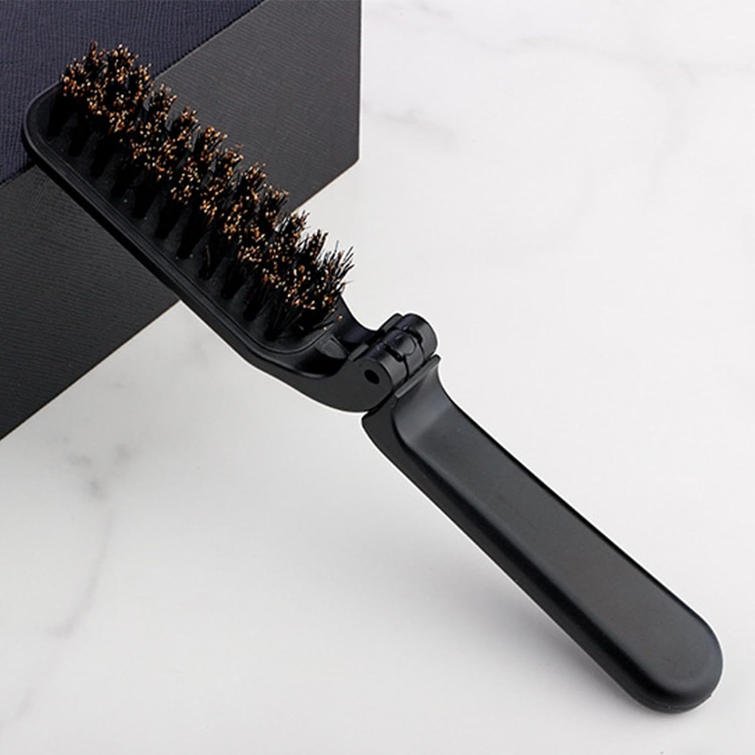 Folding Hair Brush Boar Bristles, Folding Soft Beard Brush Hair Styling Tool, Collapsable Pocket Hair Brush, Folding Mustache Brush for Travel Home Daily Buniq image number 5