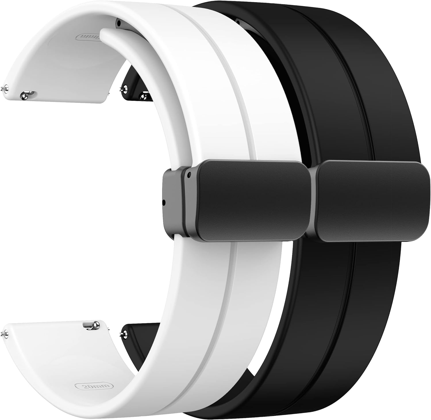 2 Pack 20Mm Magnetic Bracelet for Samsung Galaxy Watch 6 40Mm 44Mm 43Mm 47Mm/5 Pro Band 45Mm/Galaxy Watch 5 4 44Mm 40Mm/4 Classic 42Mm 46Mm Sport Silicone Strap with Magnetic Folding Buckle image number 6