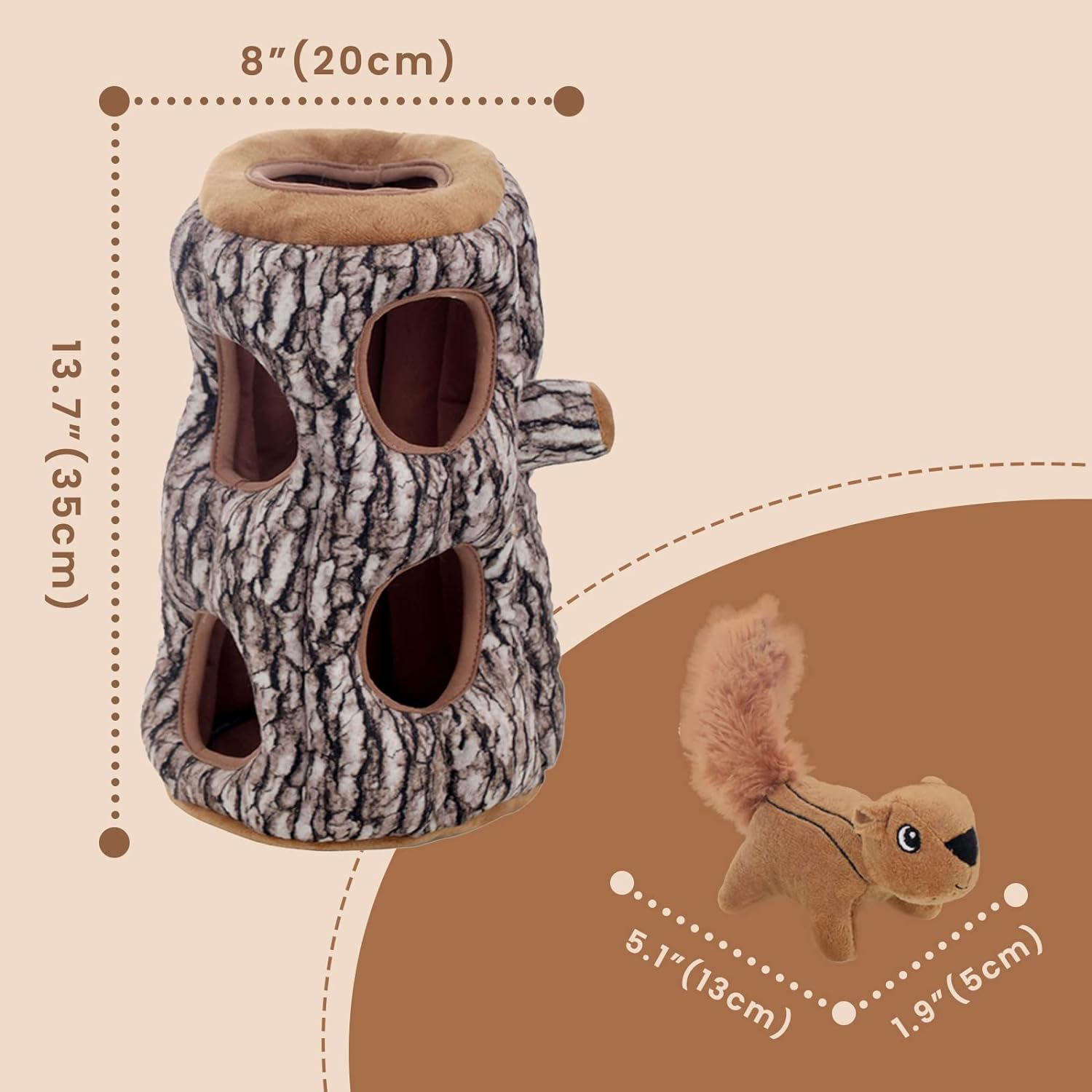 Laifug Hidden Squirrel Plush Dog Toy， Interactive Squeaky Dog Toy Hide and Seek, XL image number 2
