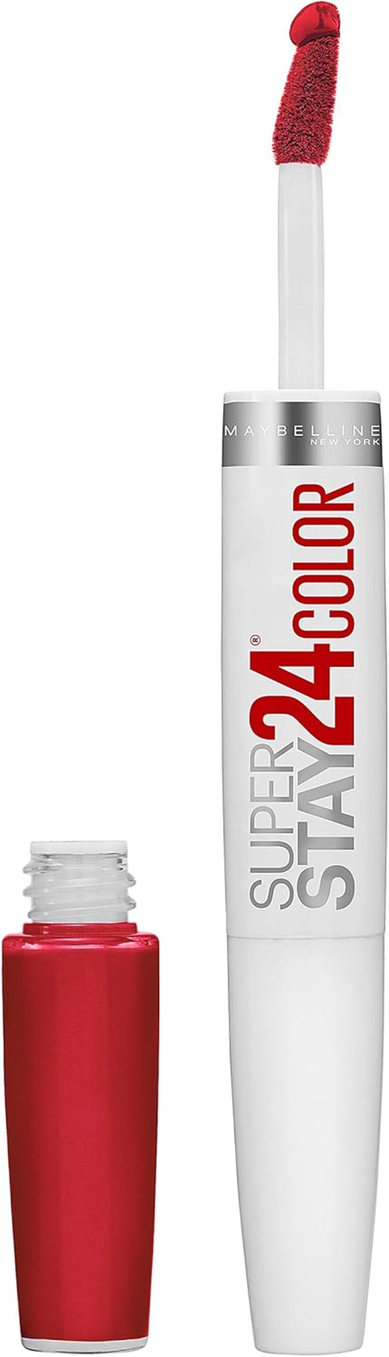 Maybelline New York Super Stay 24, 2-Step Liquid Lipstick Makeup, Long Lasting Highly Pigmented Color with Moisturizing Balm, Optic Ruby, Ruby Red, 1 Count - 220 24/7 Fuchsia image number 6