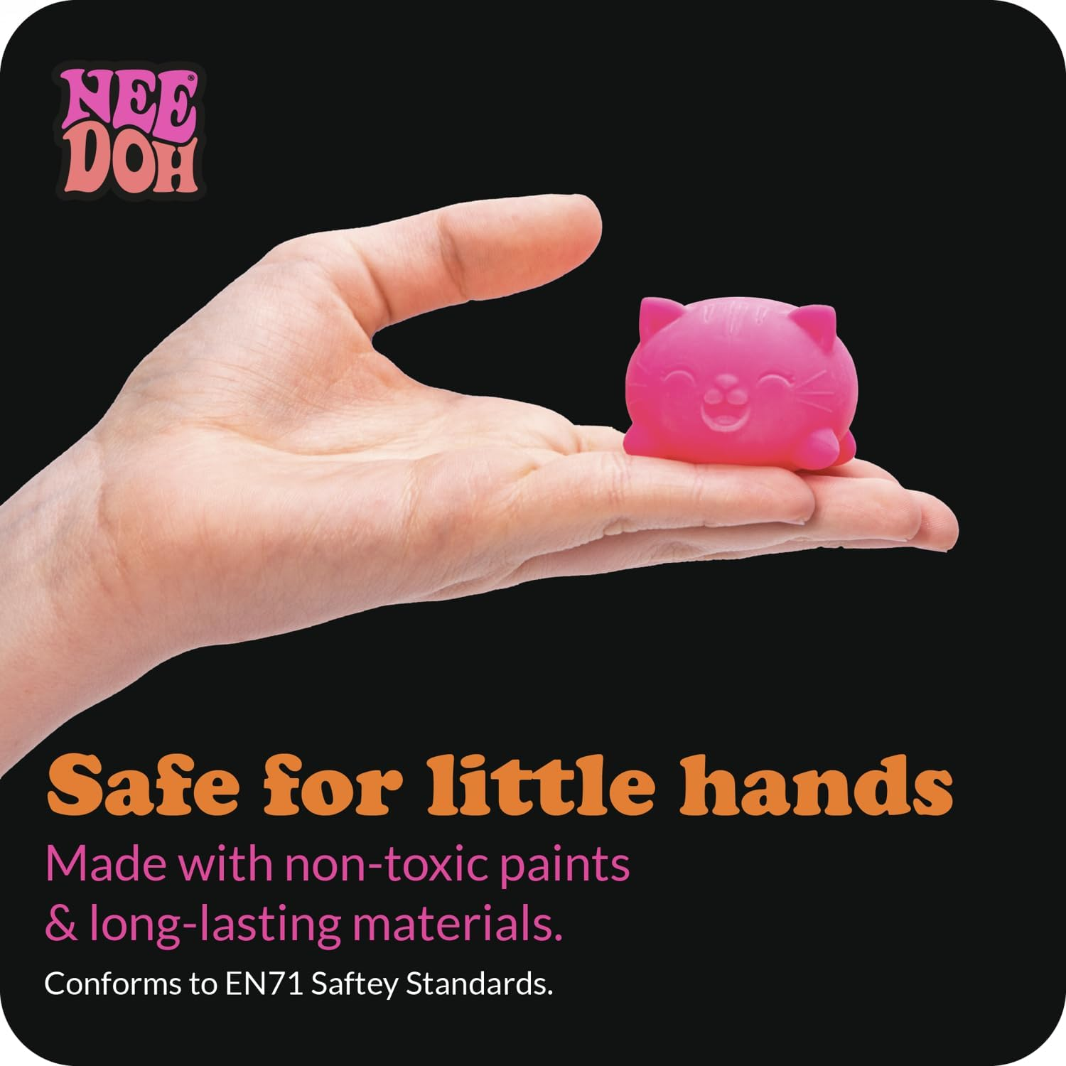 Needoh Cool Cats Teenie - Groovy Squishy Stress Toy, 3 Pack, Soft, Squeezable & Dough-Filled, Fun Sensory Fidget for Kids & Adults, Assorted Colours & Expressions,Ages 3+ image number 4