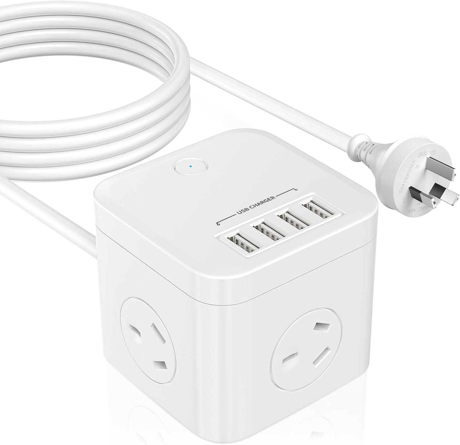 HITRENDS Power Strip with USB, Cube Charging Station,Outlet Extender with 3 AC Outlets, 4 USB-A Power Strip Surge Protector, 1.8M Power Cord, USB Power Board for Household Appliance image number 4