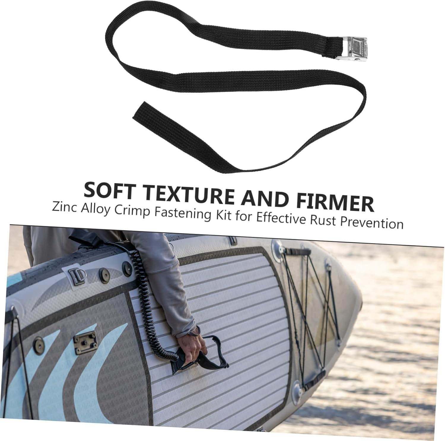 EXAOMBLE 2Pcs Outdoor Surfboard Tie down Straps Quick-Release Buckle, Heavy Duty Fitness Equipment and Luggage Bundling Belt for Travel and Roof Rack