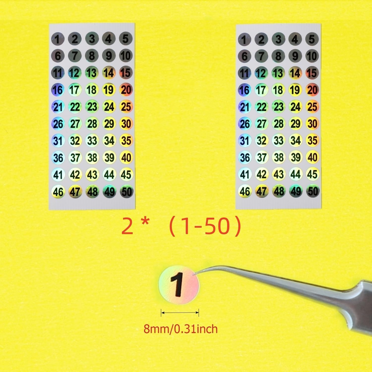 WOKIRO Pack of 50 Nail Display with Ring and Number Stickers 1-50, Presentation Tips Nails, Pattern Tips for Nails, Almond Practice Tips for Nail Colour Display, Nail Art Nail Tips (Transparent) image number 1