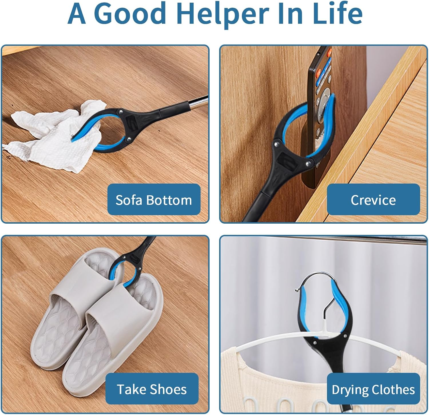 Grabber Reacher Tool, 33" Extra Long Foldable Reacher Grabber Pickup Tool, Trash Picker Upper Grabber, Mobility Aid Reaching Assist Tool for Trash Pick Up, Litter Picker, Arm Extension (Blue) image number 3