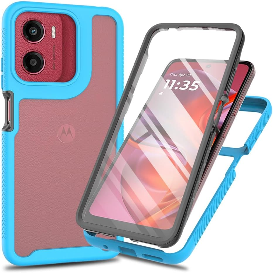 SEAHAI Clear Case for Motorola Moto E15/MOTO G05/MOTO G15/MOTO G15 Power, [With Built-In Screen Protector] Military Grade Full Body Rugged Armor Cover, Heavy Duty Dropproof Shockproof Case - Black