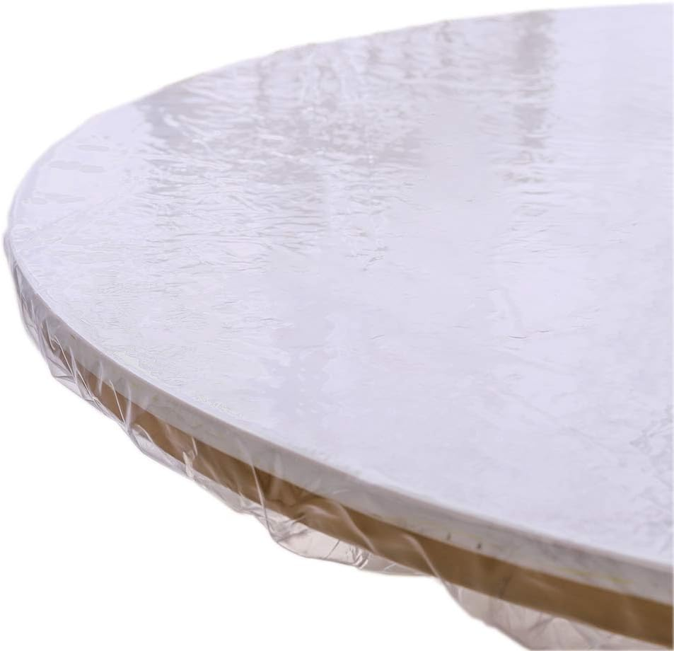 Round Vinyl Fitted Tablecloth with Flannel Backing Elastic Edge Design Table Cover Waterproof Oil-Proof PVC Table Cloth Stain-Resistant Wipeable for round Table
