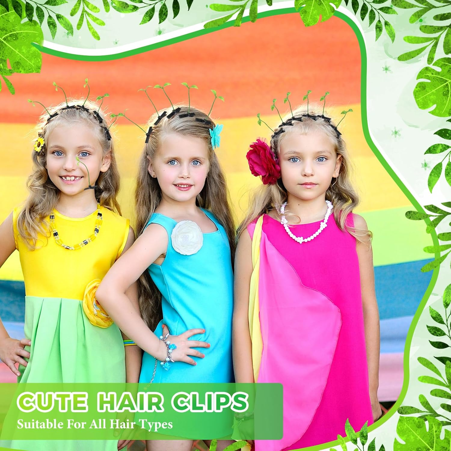 Tigeen 100 Pieces Bean Sprout Hair Clip Funny Plant Hairpins Grass Flower Butterfly Mushroom Hair Accessories (Classic Style) - Butterfly image number 4