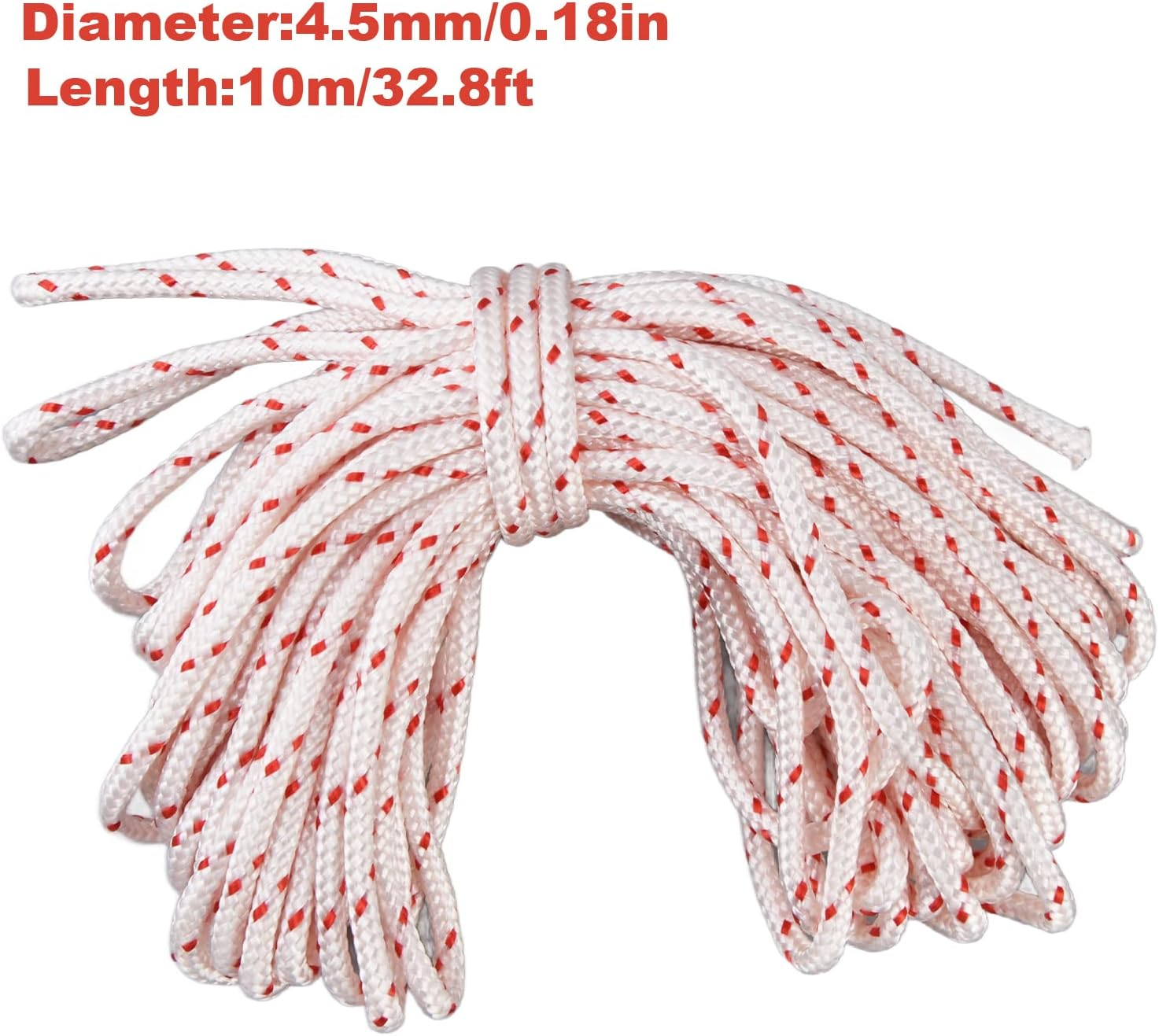 Lawn Mower Nylon Rope, Chain Saw Pull Cord Recoil Starter String Rope Replacement Edger Brush Cutter Engine Parts Cord Recoil for String Trimmer Edger Craftsmans 10 Meter(4.5Mm)