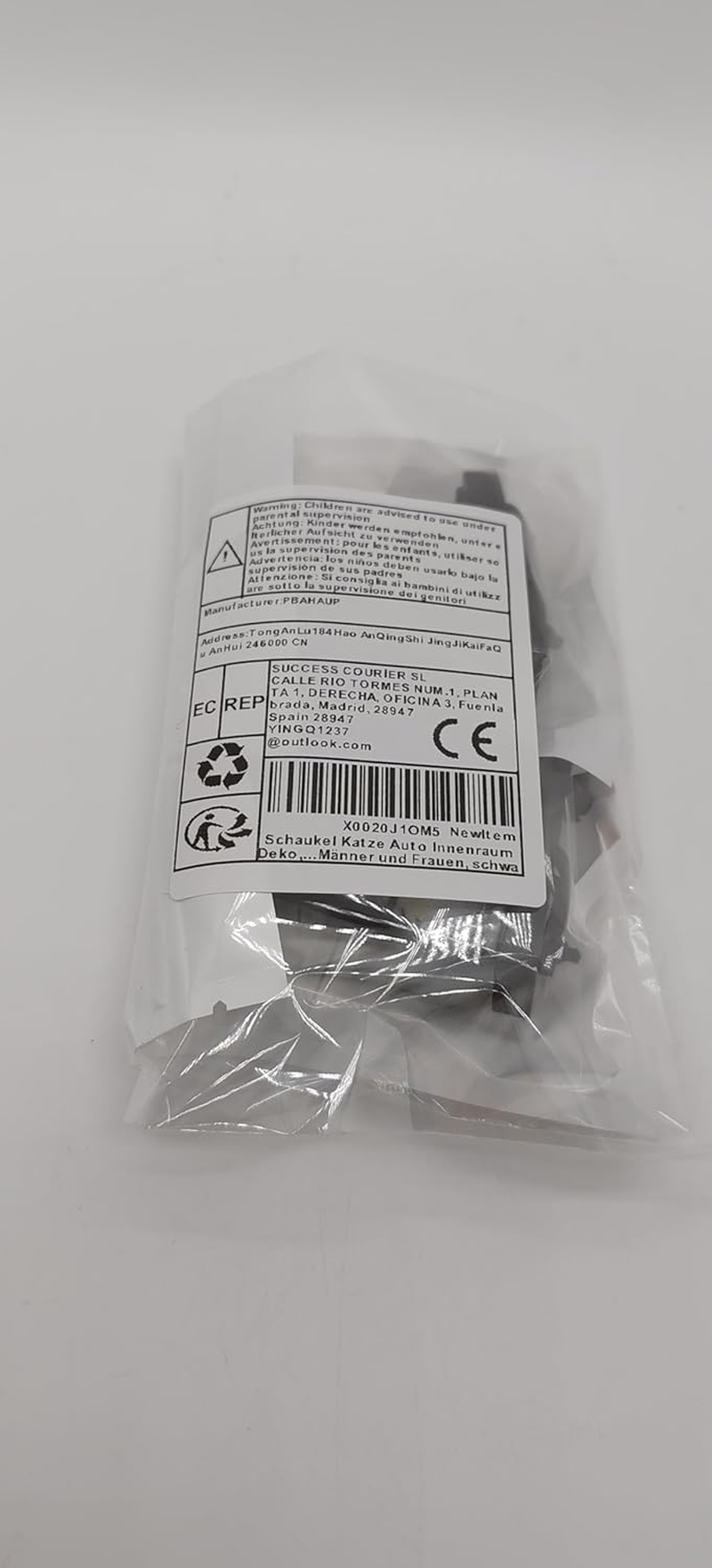 Swing Cat Car Interior Decoration, Pack of 2 Car Accessories for Hanging, Car Mirror Hanging, Bobble Head Figure, Car Decoration, for Car Mirrors, for Men and Women, Black, Grey