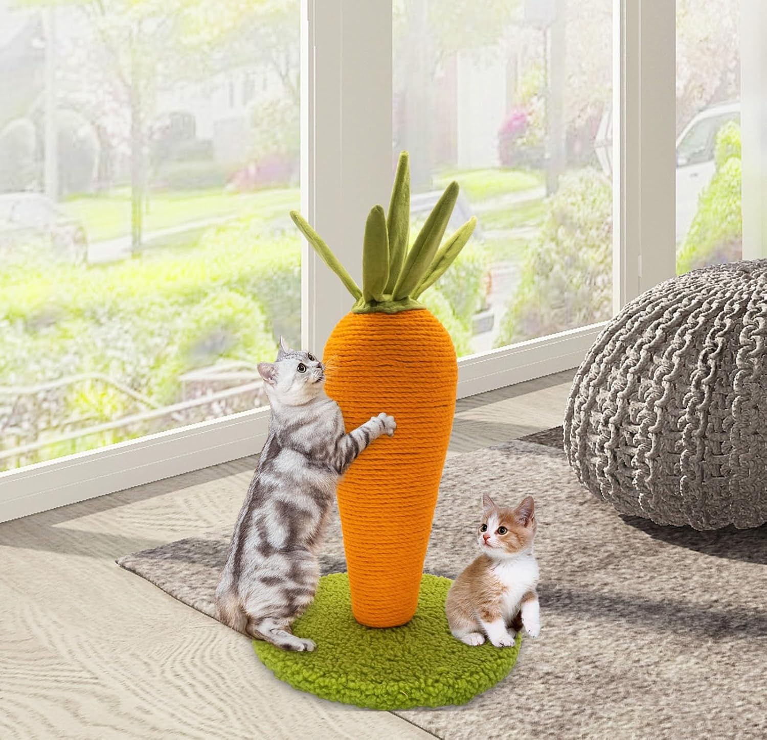 AUSCAT Cat Scratching Post, Cute Carrot Scratching Post, Nature Sisal Cat Scratcher for Indoor Cats and Kittens image number 2
