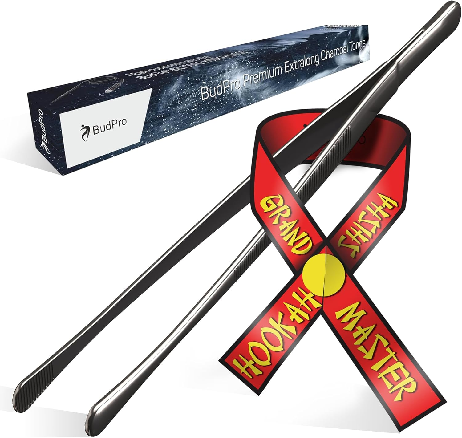 Budpro Black Hookah Tongs Long 12" High Quality Coal Tongs for Hookahs, the Longest You'Ve Ever Had image number 1