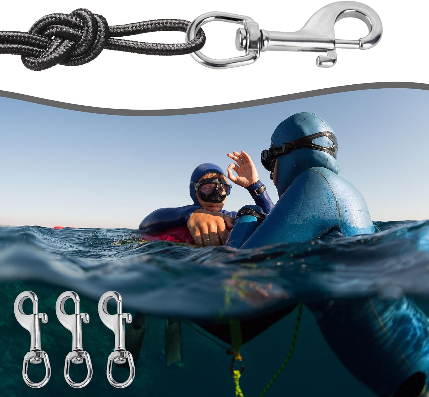 3Pcs Snap Hooks, Stainless Steel 316 Swivel Snap Hooks Heavy Duty, Single-Ended Marine-Grade Diving Bolt Spring Bolt Snap, for Diving, Flagpole Rope, Dog Leash, Camera Strap, Clothesline image number 4