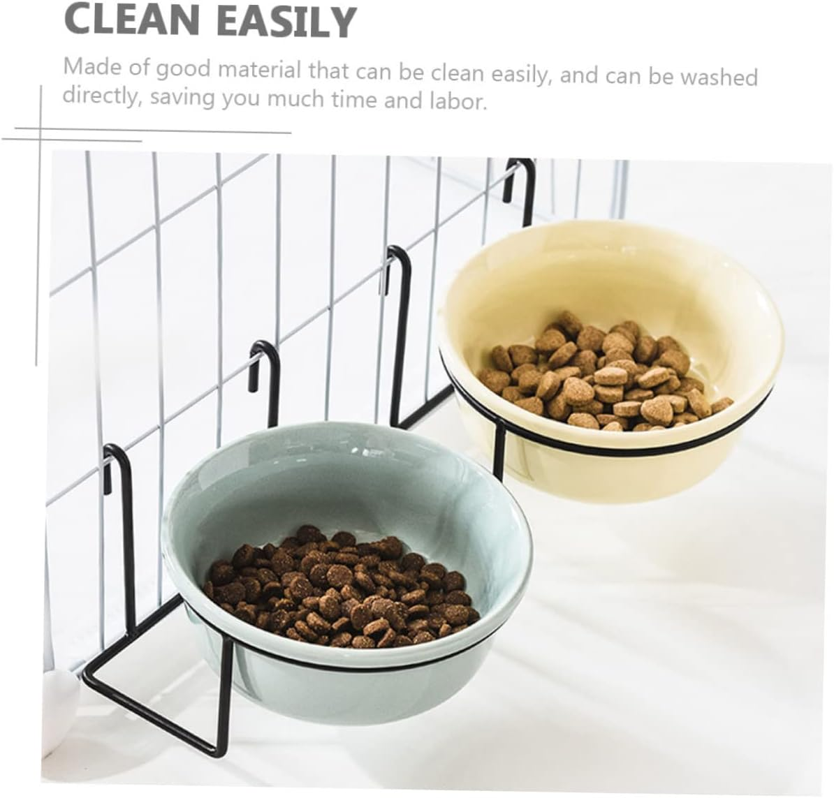 1Set Hanging Pet Bowl Cat Bowl with Rack Dog Water Dish for Cage Multi-Functional Food Container for Kittens and Puppies Easy Clean Design image number 5