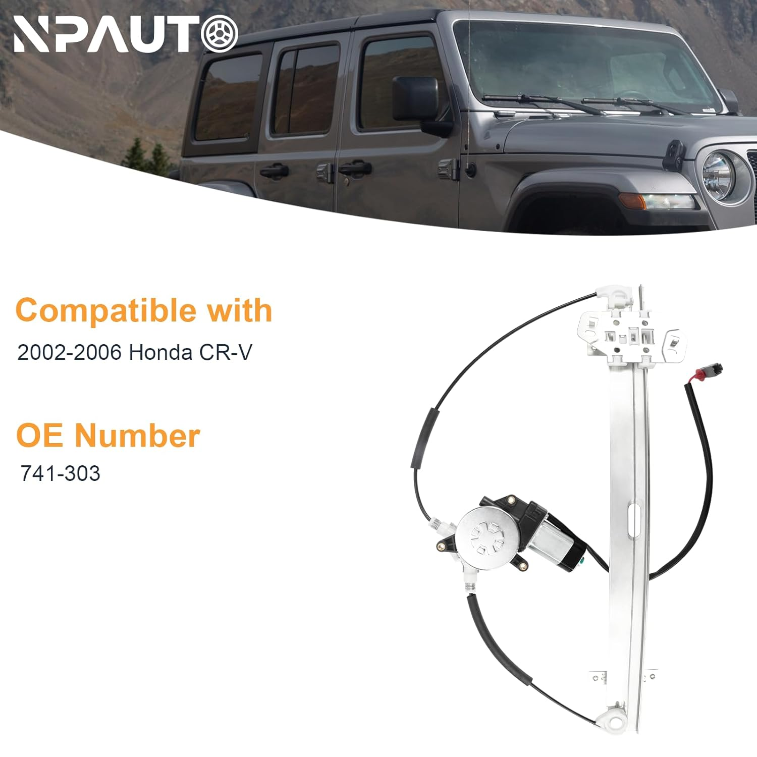 NPAUTO Front Passenger Side Power Window Regulator with Motor Fit for 2002 2003 2004 2005 2006 Honda CR-V CRV, 741-303, Right image number 6