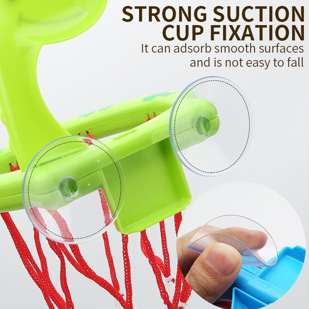 Bathing Toy Bathtub Basketball Hoop, Green Dinosaur Shape Fun Game Gifts in the Bathroom, Including 3 Balls image number 3