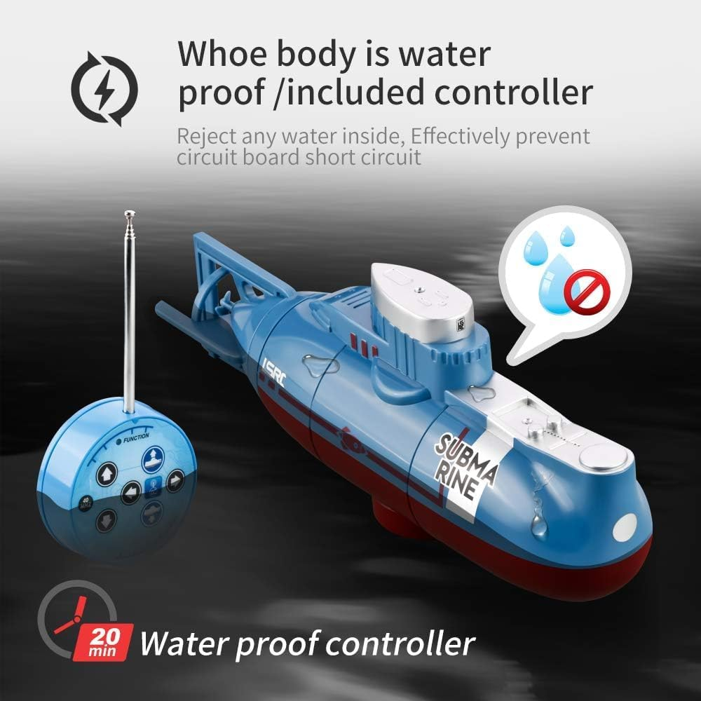 B-Qtech Remote Control Mini Submarine Toy, 6M/Min RC Underwater Boat, 360&deg; Rotatable High Speed Submarine Model, Electric Water Toys Marine Boat Kids Gift 8+ image number 3