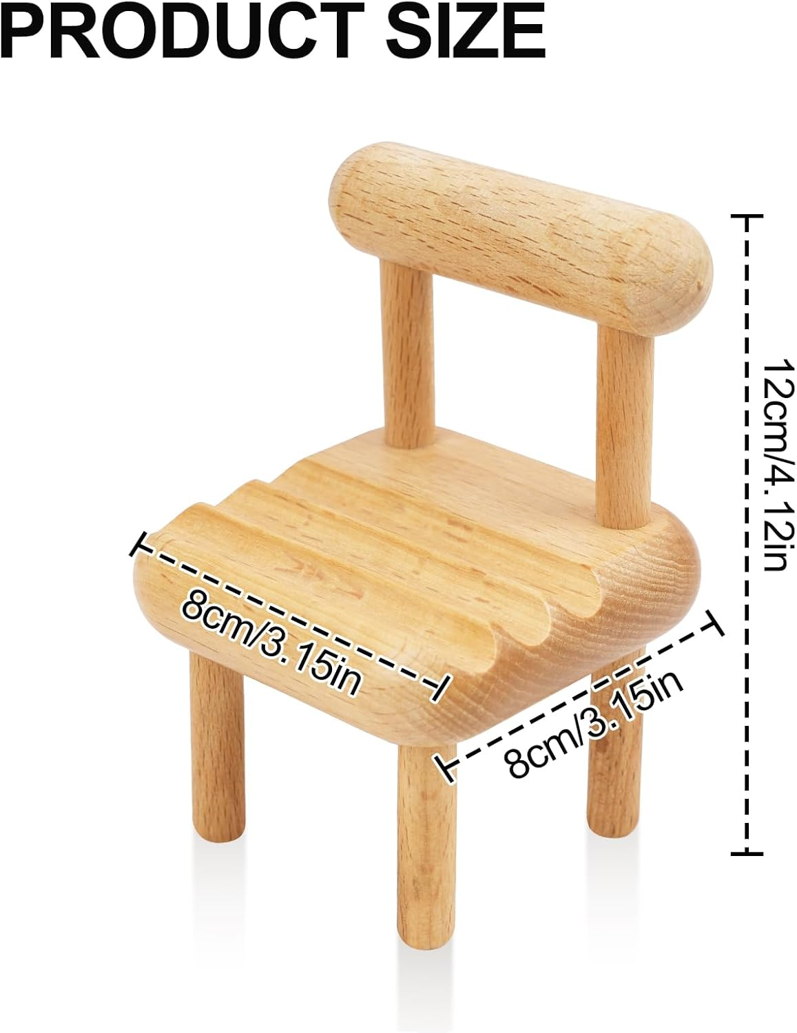 2 Pack Cell Phone Stand, Wooden Chair Holder for Desk, Angle Adjustable Desktop Phone Holder, Mini Wooden Chair, Portable Cellphone Cradle Desktop Dock for All Mobile Phones image number 3