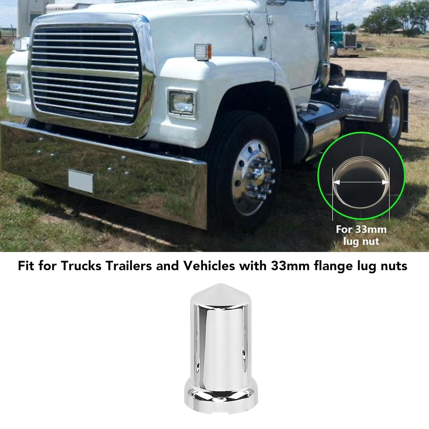 Haofy Chrome Lug Nut Caps Flanged Push on Covers for Trucks Trailers, Easy Installation, 20 Pack (20PCS) image number 3