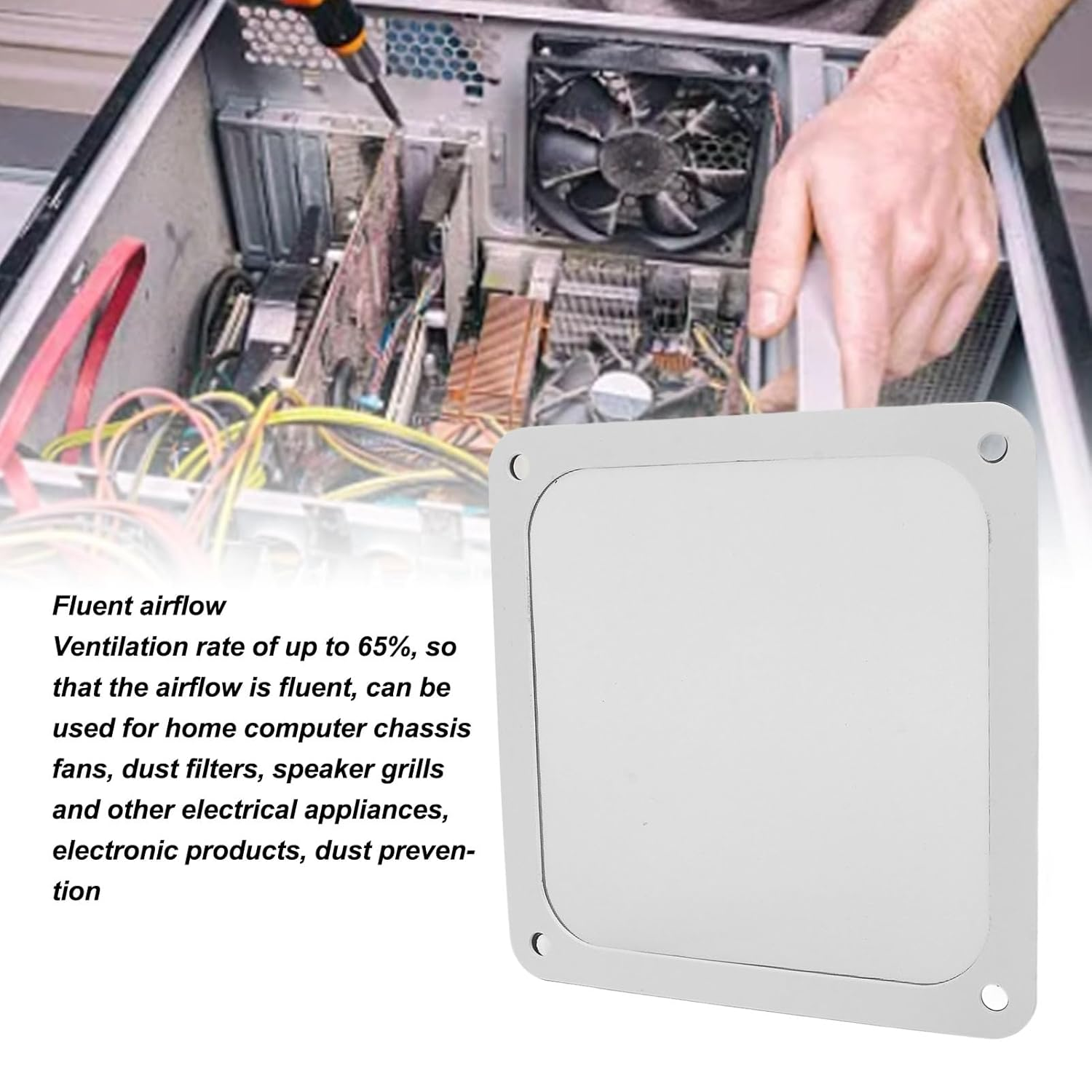 Computer Case Fan Dust Filter, Fine Aperture 120Mm PC Fan Dust Mesh Filter for Fan Vents (White) image number 2