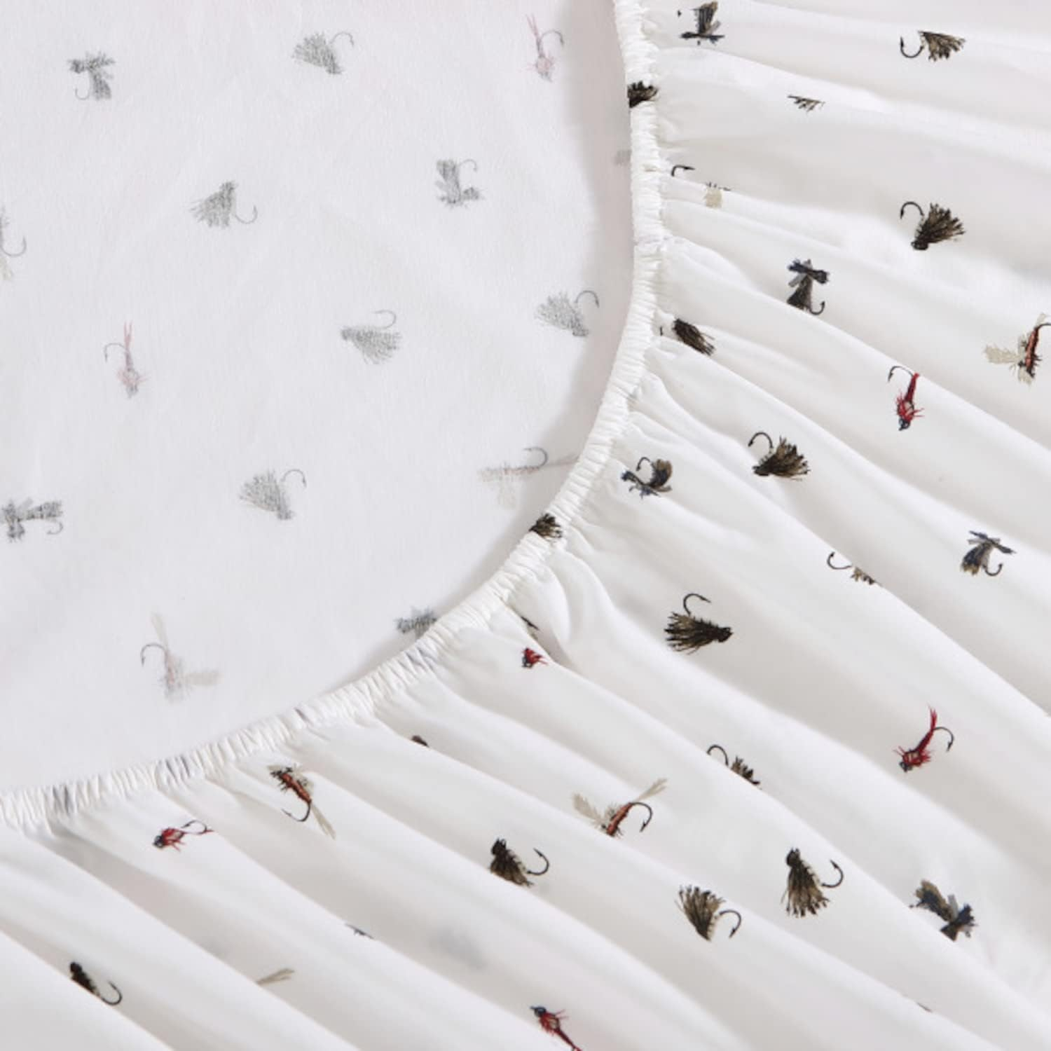 Eddie Bauer - Queen Sheets, Cotton Percale Bedding Set, Crisp & Cool Home Decor (Fishing Flies White, Queen) image number 2