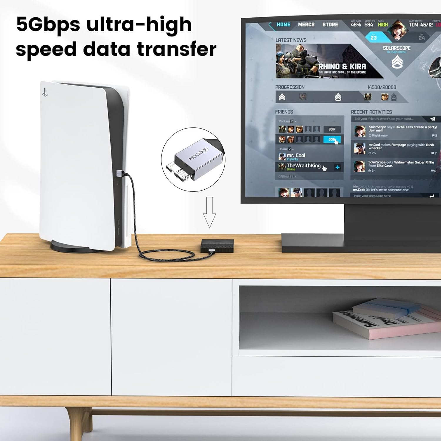 MOGOOD Hard Drive Cable 1M, Micro B to USB Male Data Cable, USB3.0 to Micro B Cable Compatible with Portable External Hard Drives,Wd Elements,Seagate Expansion,Samsung M3 1Tb/Galaxy S5/Note 3-Grey image number 3