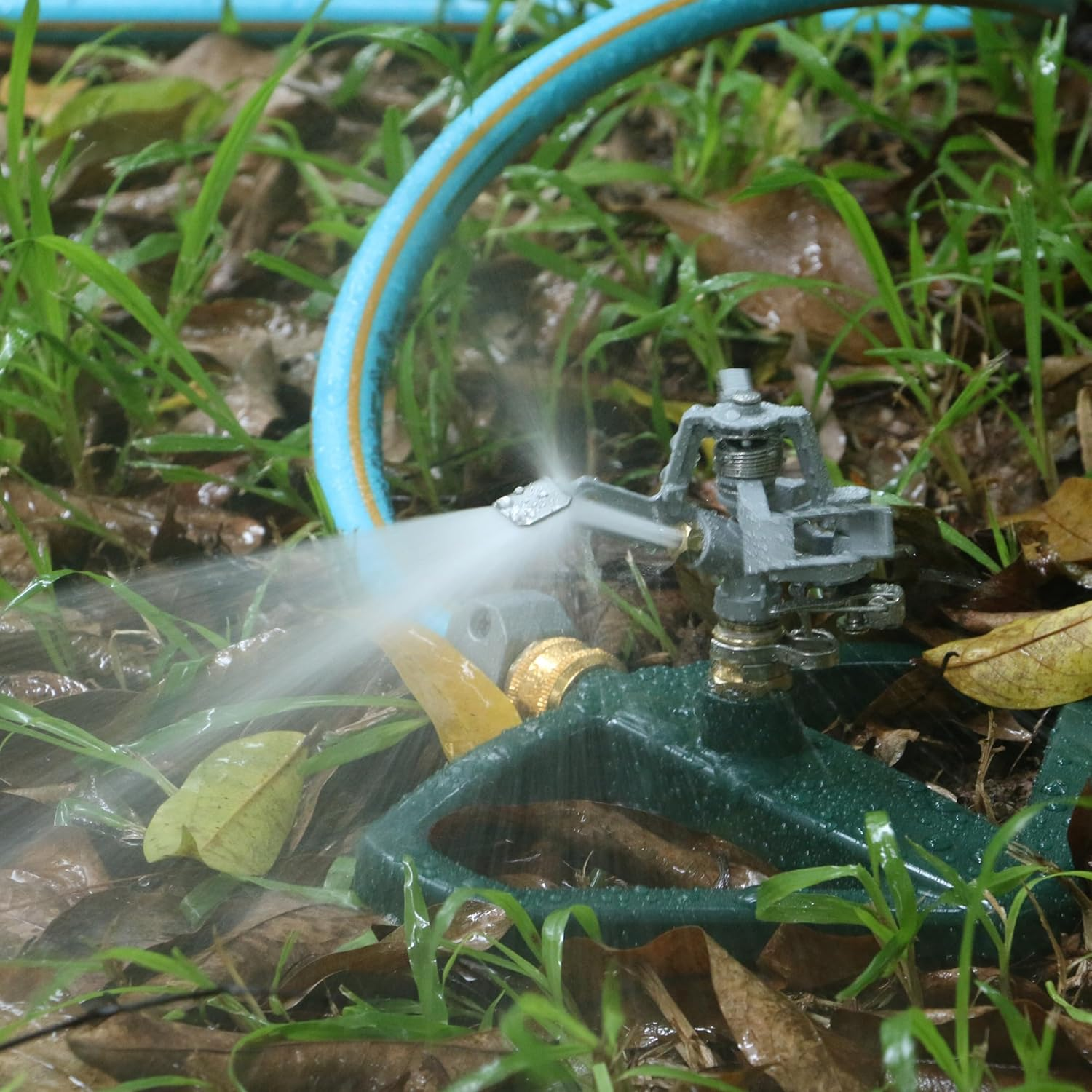 STYDDI Metal Pulsating Impact Sprinkler with Metal Base, Heavy Duty Adjustable Circular Zinc Impulse Sprinkler for Lawn, Yard and Large Area, Water Coverage up to 5,800 Sq. Ft image number 5