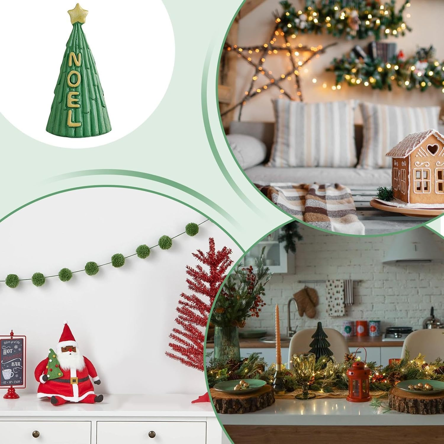 Resin Christmas Tree | Christmas Tabletop Resin Figurine Decor,Creative Miniature Christmas Tree Figurine Winter Desktop Ornament Set Statues for Holiday Table Decor image number 6