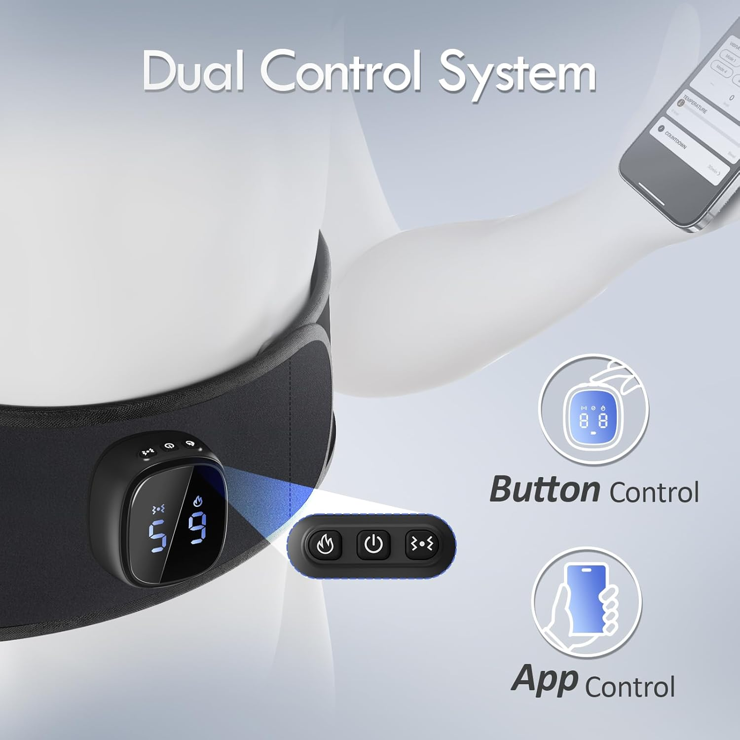 Comfytemp Cordless Portable Heating Pad for Back Pain Relief, 9 Heat 5 Vibration,Period Pain Relief Heating Pad APP Control, Lower Back Massager with Heat Wireless, Ideal Presents for Women and Men