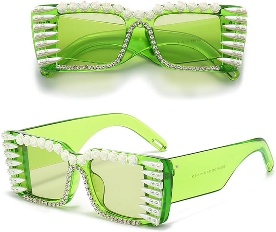 Diamond Retro Square Sunglasses Women Men Party Eyeglasses Vintage Hip Hop Punk Sun Glasses UV400 - 1 image number 6