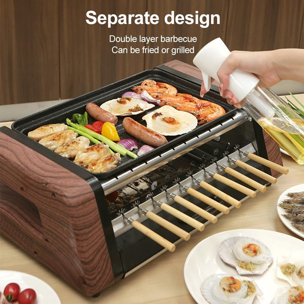 Indoor Smokeless Grill, 1800W Commercial Automatic Electric Grill Barbecue Oven Grills with Non-Stick Baking Pan Suitable BBQ Equipment for Indoor and Outdoor Camping