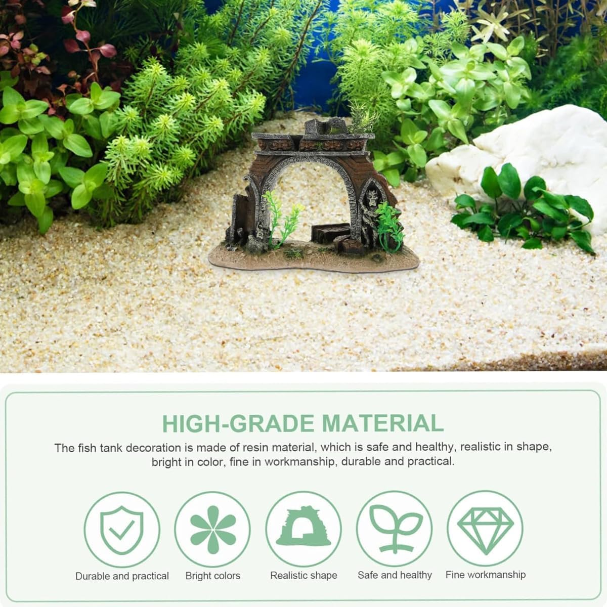 AIMALL Resin Aquarium Castle Archway Decorative Fish Tank Ornament Realistic Door Landscape for Betta Shrimp Turtle Hideout Underwater D&eacute;cor image number 2