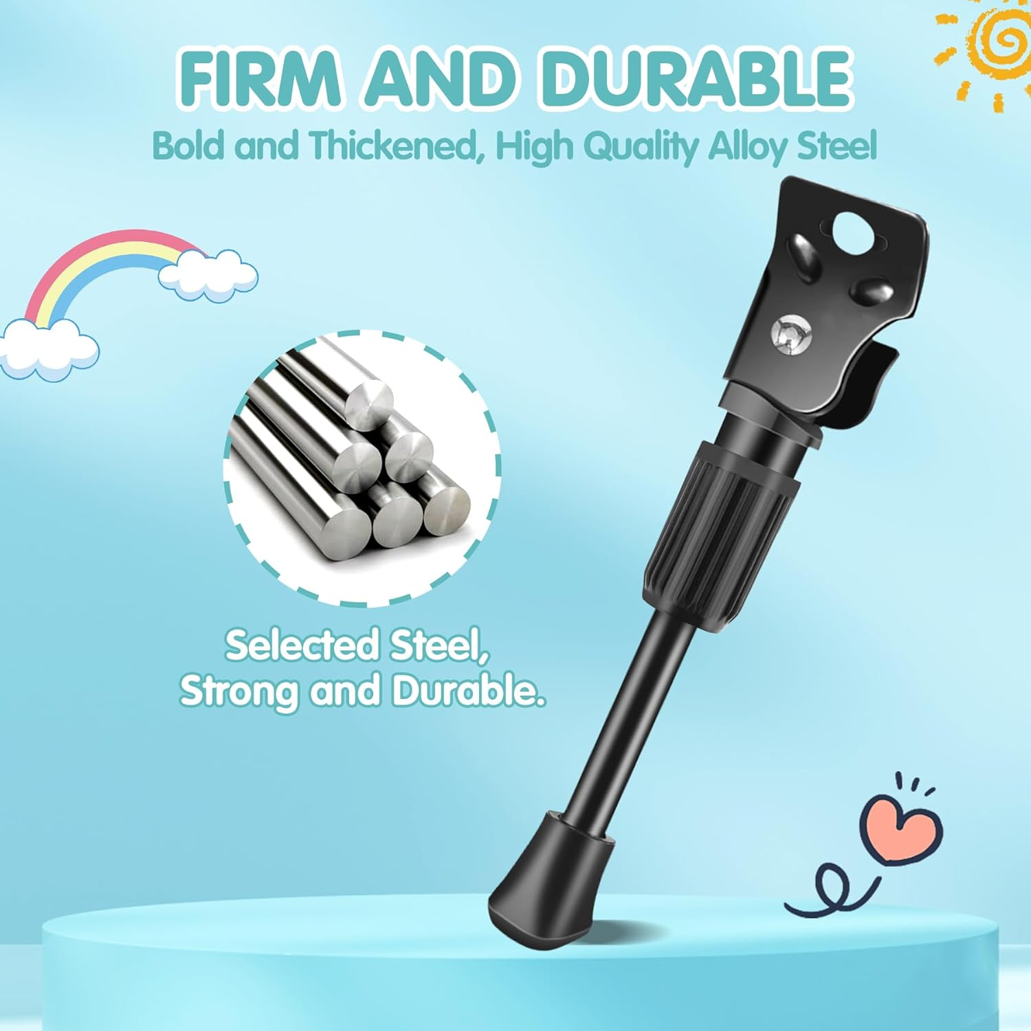 LEICHTEN Kids Bike Kickstand for 12" 14" 16" 18" 20" Inch Children'S Bicycle Single-Side Kick Stand Rear Mount Bikes Support Racks image number 1